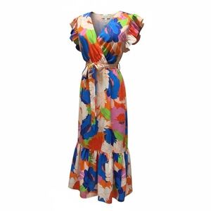 Floral Wrap Maxi Dress - Multicolor